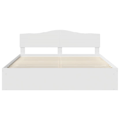 vidaXL Bed Frame with Headboard White 200 x 200 cm Solid Pine Wood