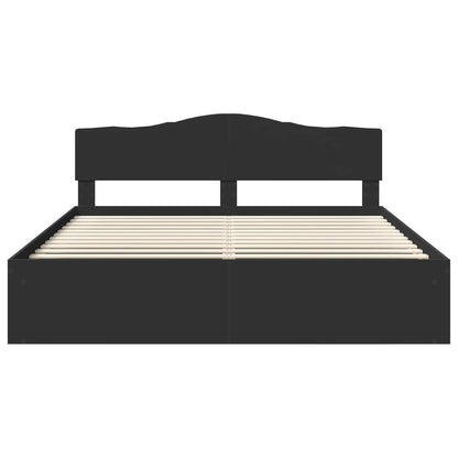vidaXL Bed Frame with Headboard Black 200 x 200 cm Solid Pine Wood