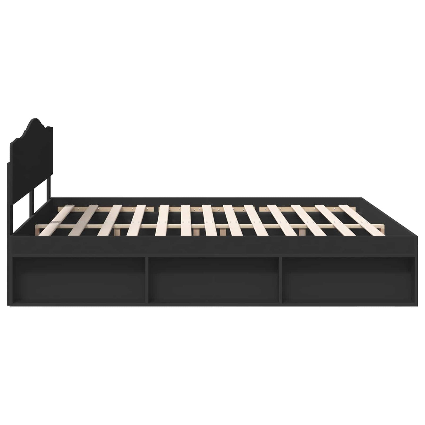 vidaXL Bed Frame with Headboard Black 200 x 200 cm Solid Pine Wood