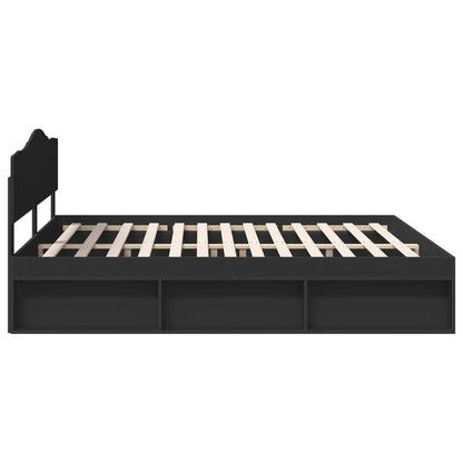 vidaXL Bed Frame with Headboard Black 200 x 200 cm Solid Pine Wood