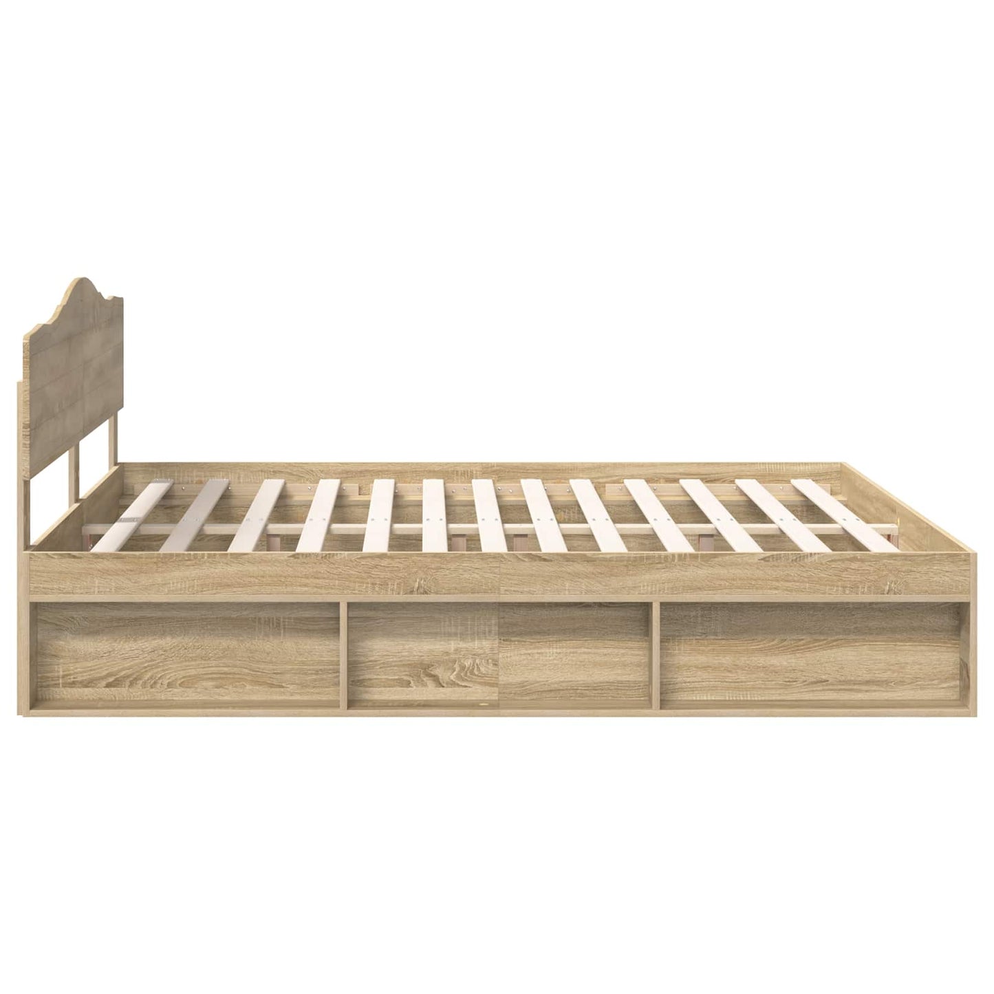 vidaXL Bed Frame with Headboard Sonoma 200 x 200 cm Solid Pine Wood