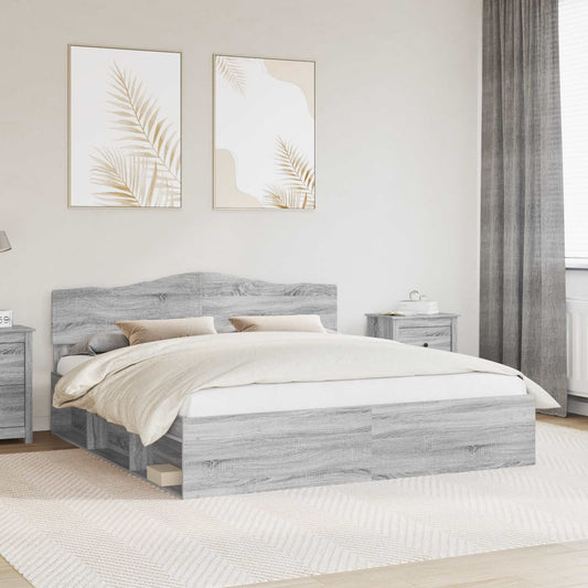 vidaXL Bed Frame Grey Sonoma 200 x 200 cm Solid Pine Wood