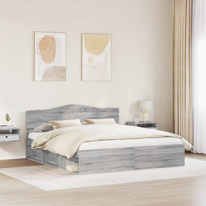 vidaXL Bed Frame Grey Sonoma 200 x 200 cm Solid Pine Wood