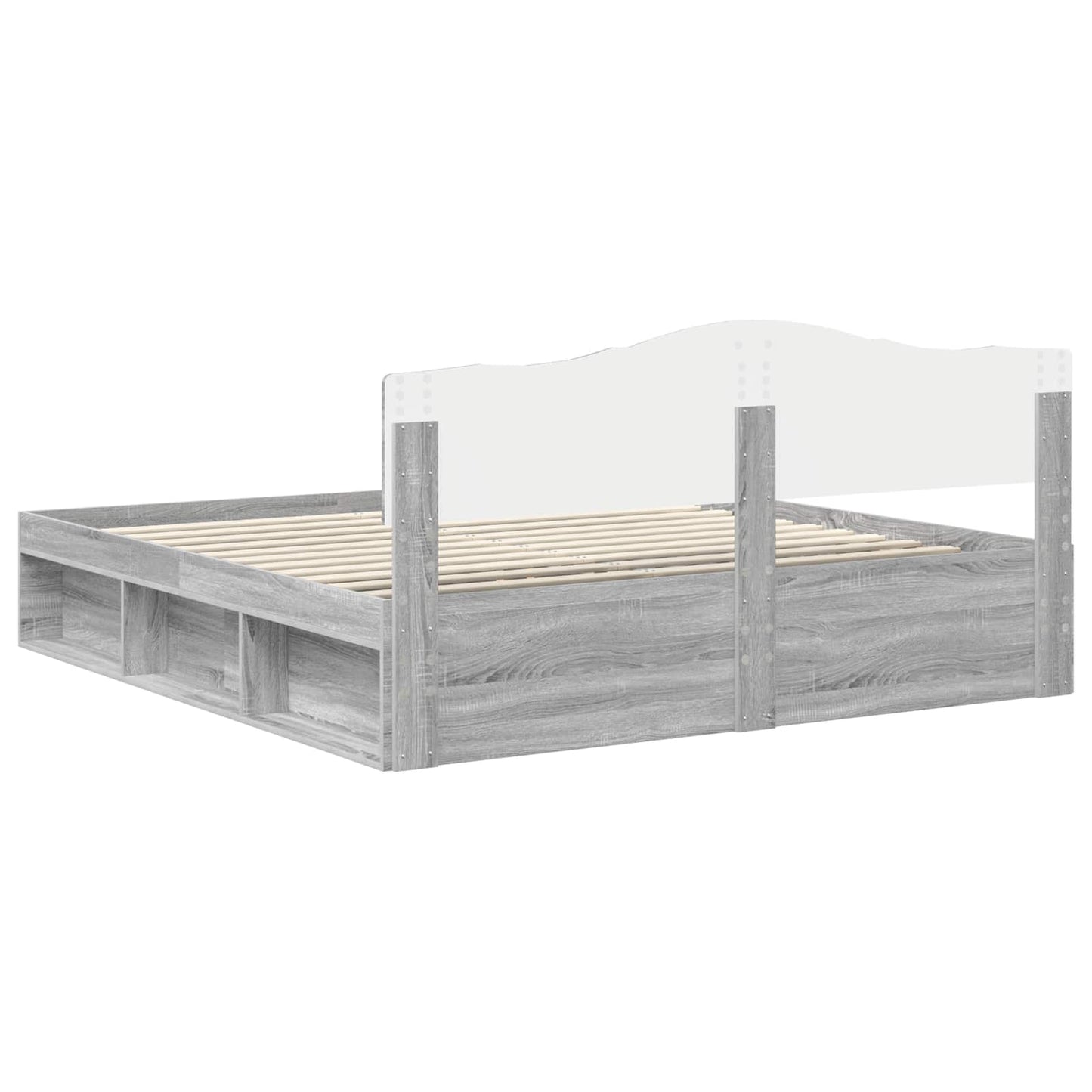 vidaXL Bed Frame Grey Sonoma 200 x 200 cm Solid Pine Wood