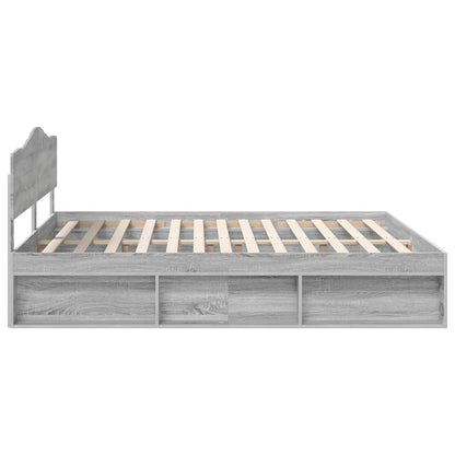 vidaXL Bed Frame Grey Sonoma 200 x 200 cm Solid Pine Wood