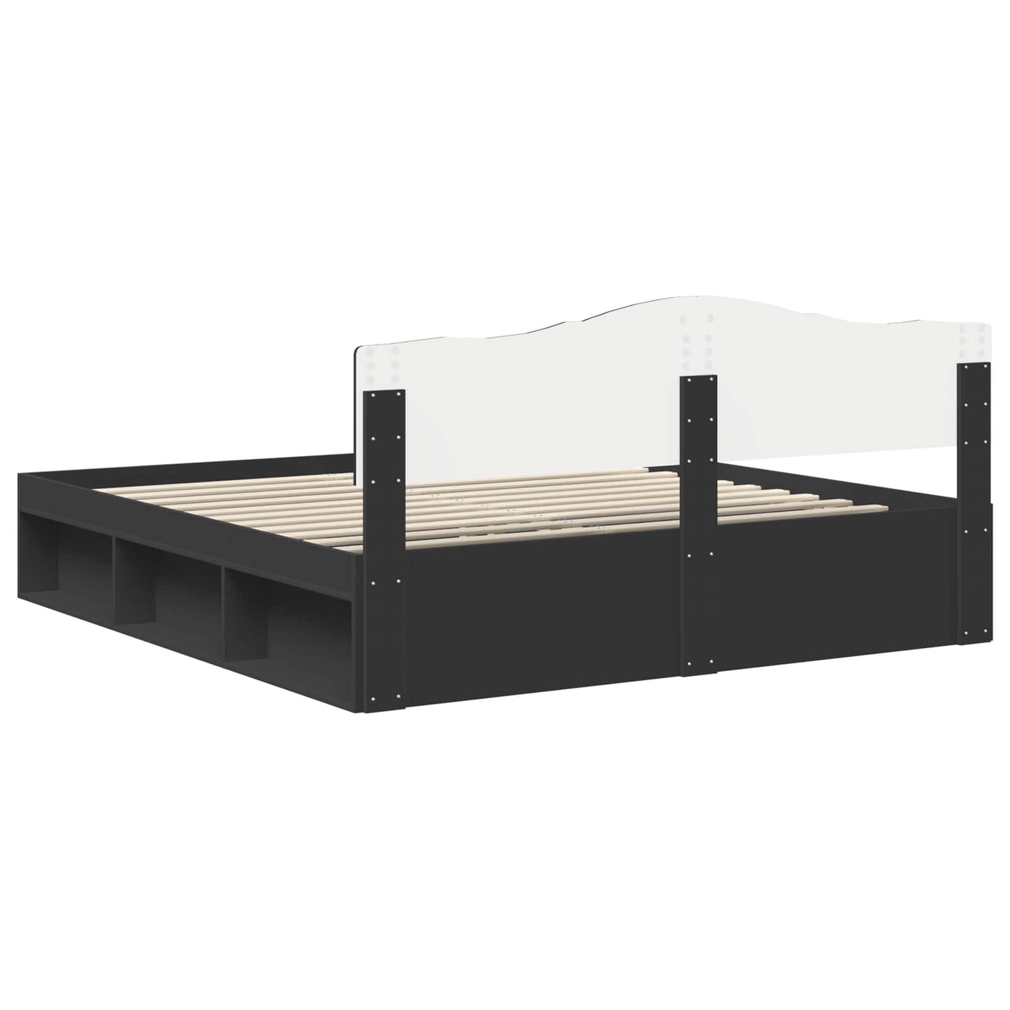 vidaXL Bed Frame with Headboard Black 180 x 200 cm Solid Pine Wood