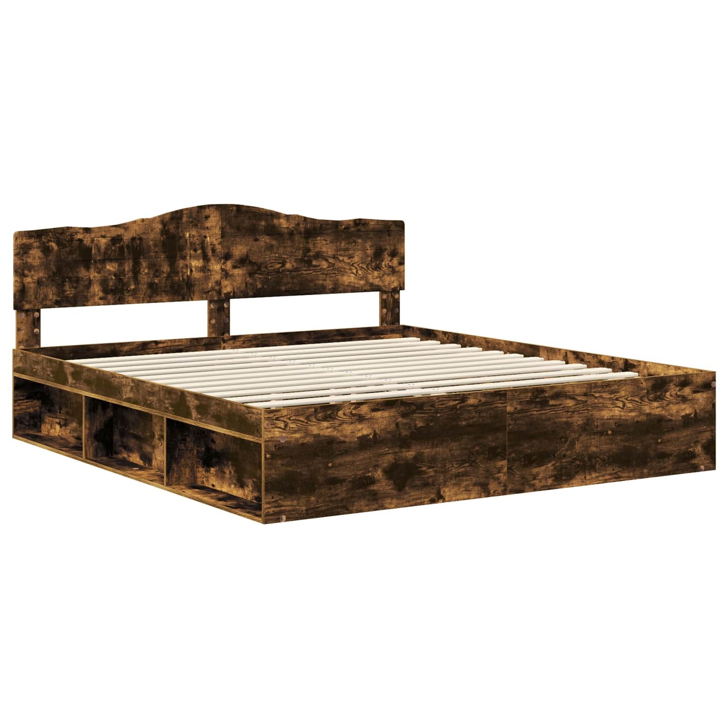 vidaXL Bed Frame Smoked Oak 180 x 200 cm Solid Pine Wood