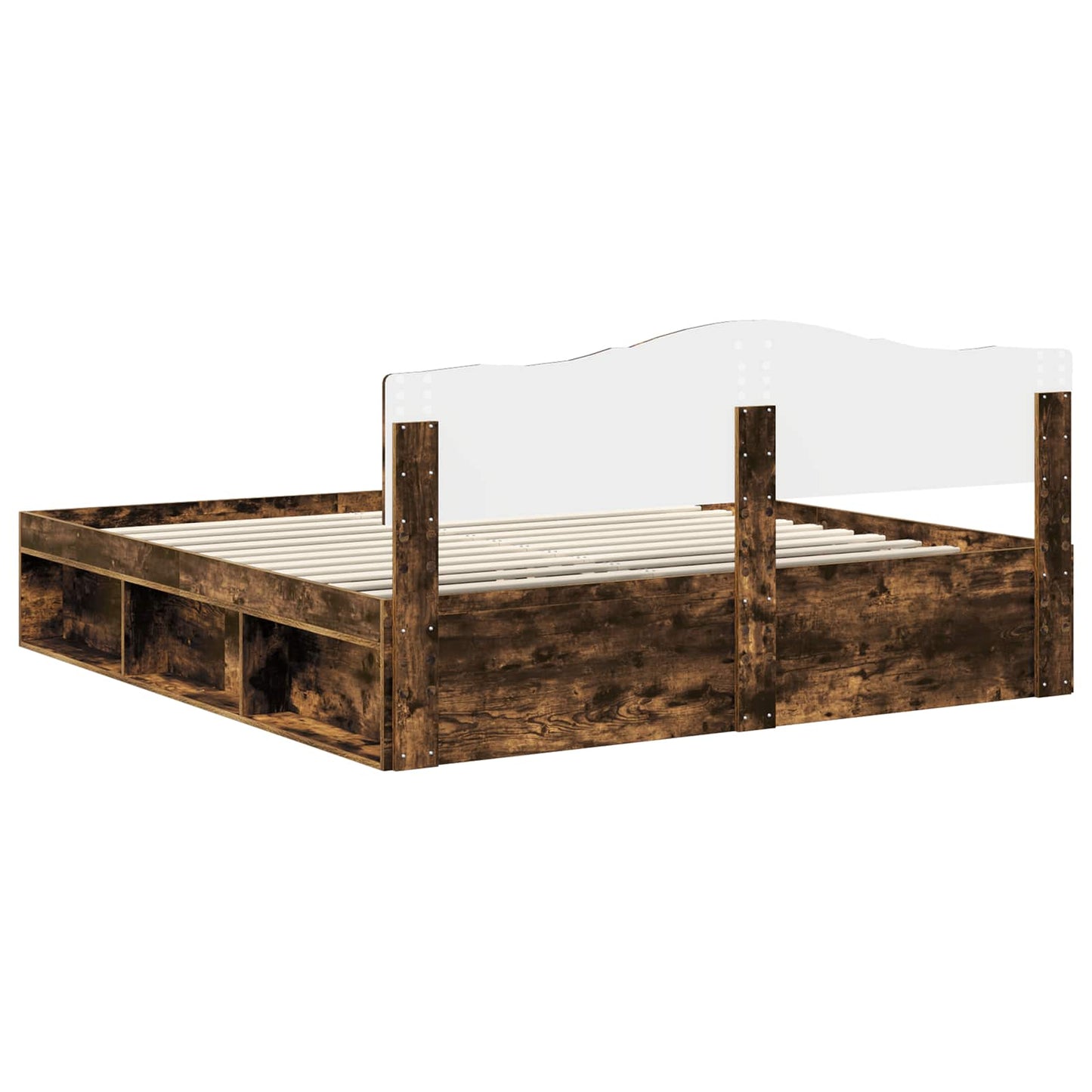 vidaXL Bed Frame Smoked Oak 180 x 200 cm Solid Pine Wood