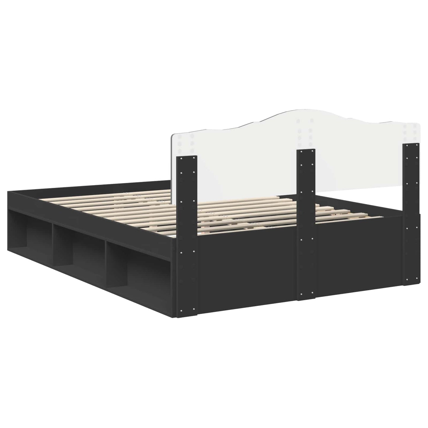 vidaXL Bed Frame with Headboard Black 160 x 200 cm Solid Pine Wood