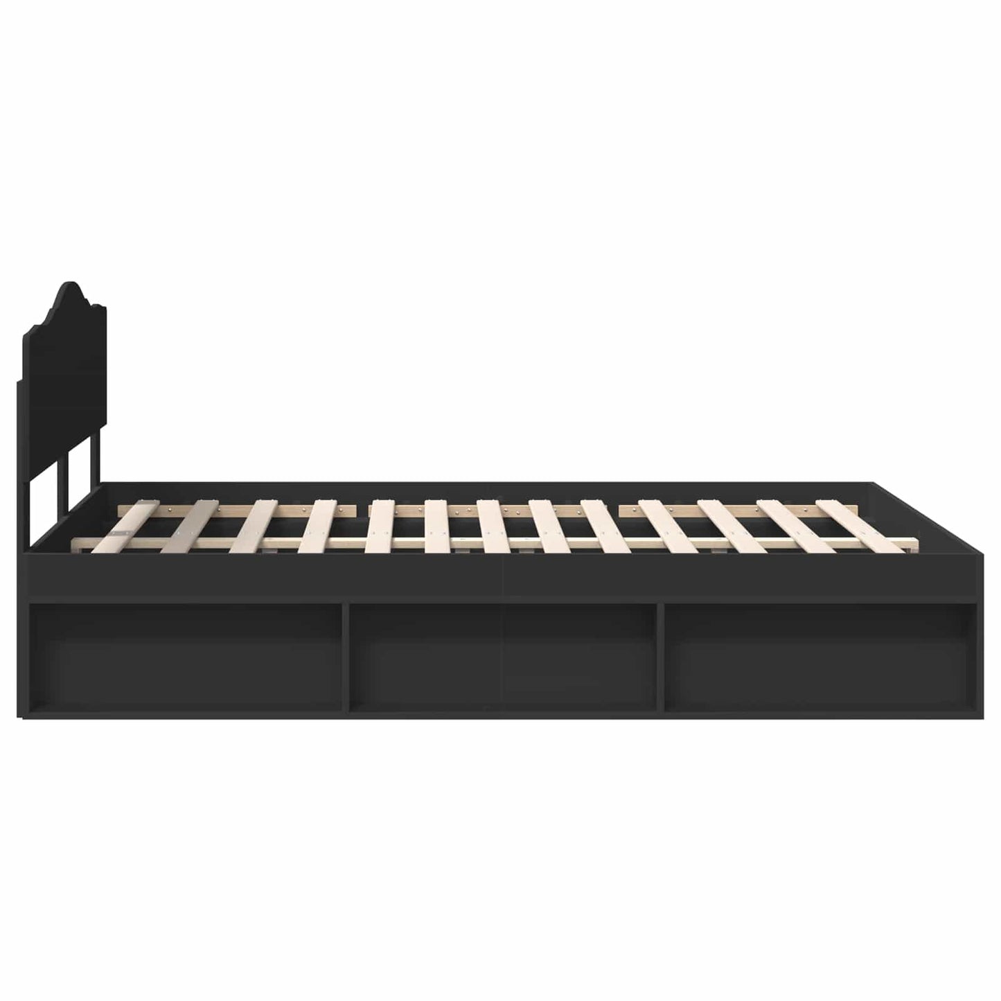 vidaXL Bed Frame with Headboard Black 160 x 200 cm Solid Pine Wood