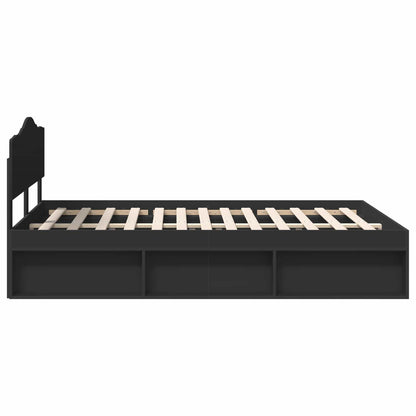 vidaXL Bed Frame with Headboard Black 160 x 200 cm Solid Pine Wood