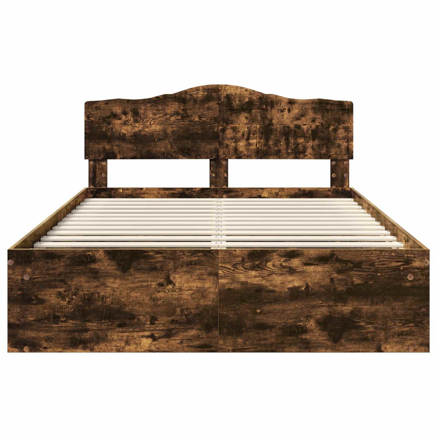 vidaXL Bed Frame Smoked Oak 160 x 200 cm Solid Pine Wood
