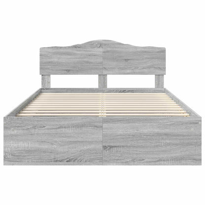 vidaXL Bed Frame Grey Sonoma 160 x 200 cm Solid Pine Wood
