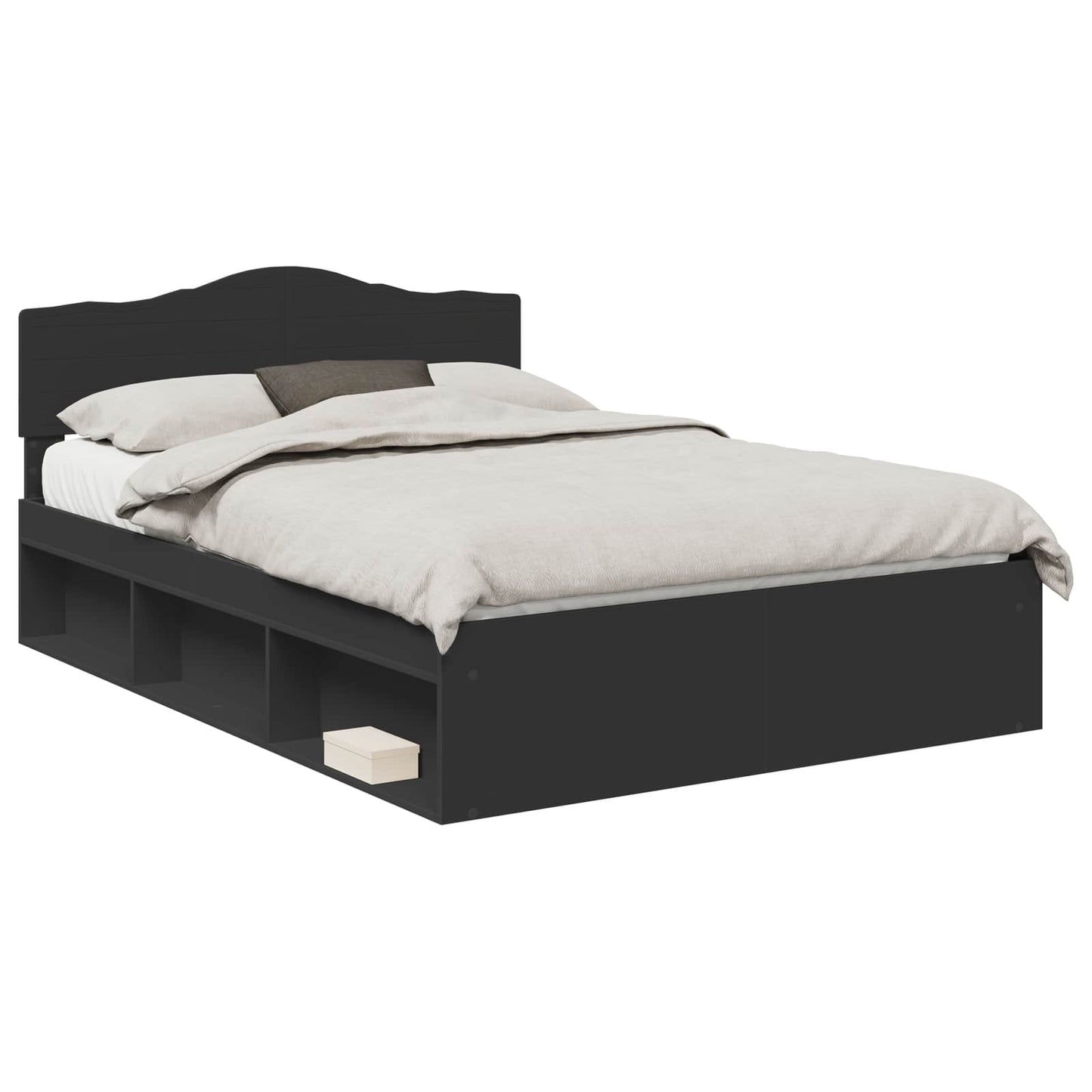 vidaXL Bed Frame with Headboard Black 150 x 200 cm Solid Pine Wood