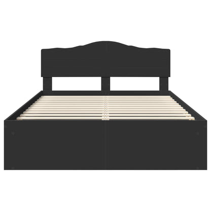 vidaXL Bed Frame with Headboard Black 150 x 200 cm Solid Pine Wood