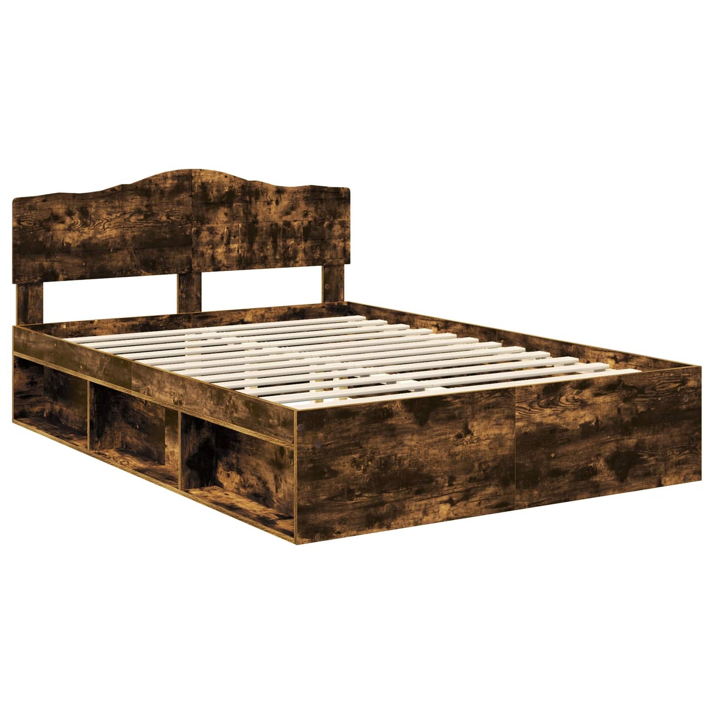 vidaXL Bed Frame Smoked Oak 150 x 200 cm Solid Pine Wood