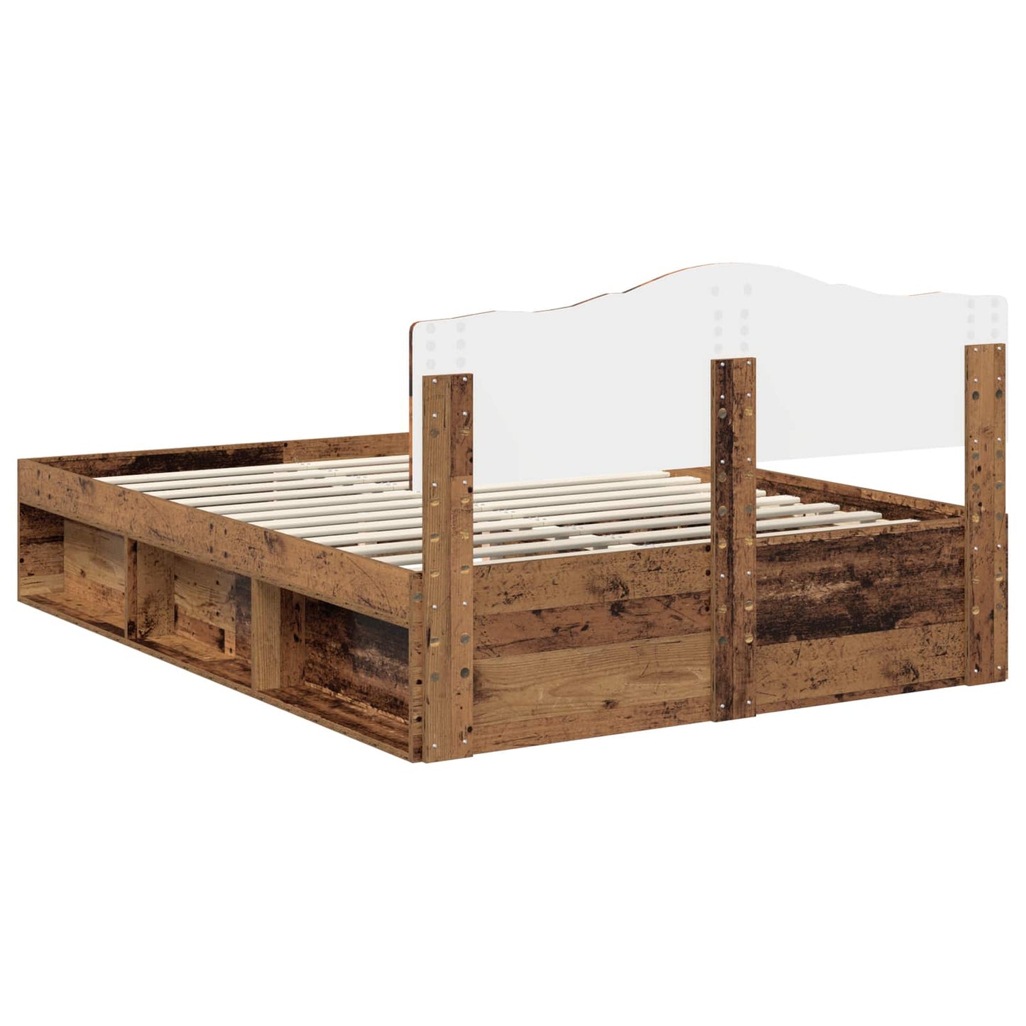 vidaXL Bed Frame with Headboard Old Wood 150 x 200 cm Solid Pine Wood