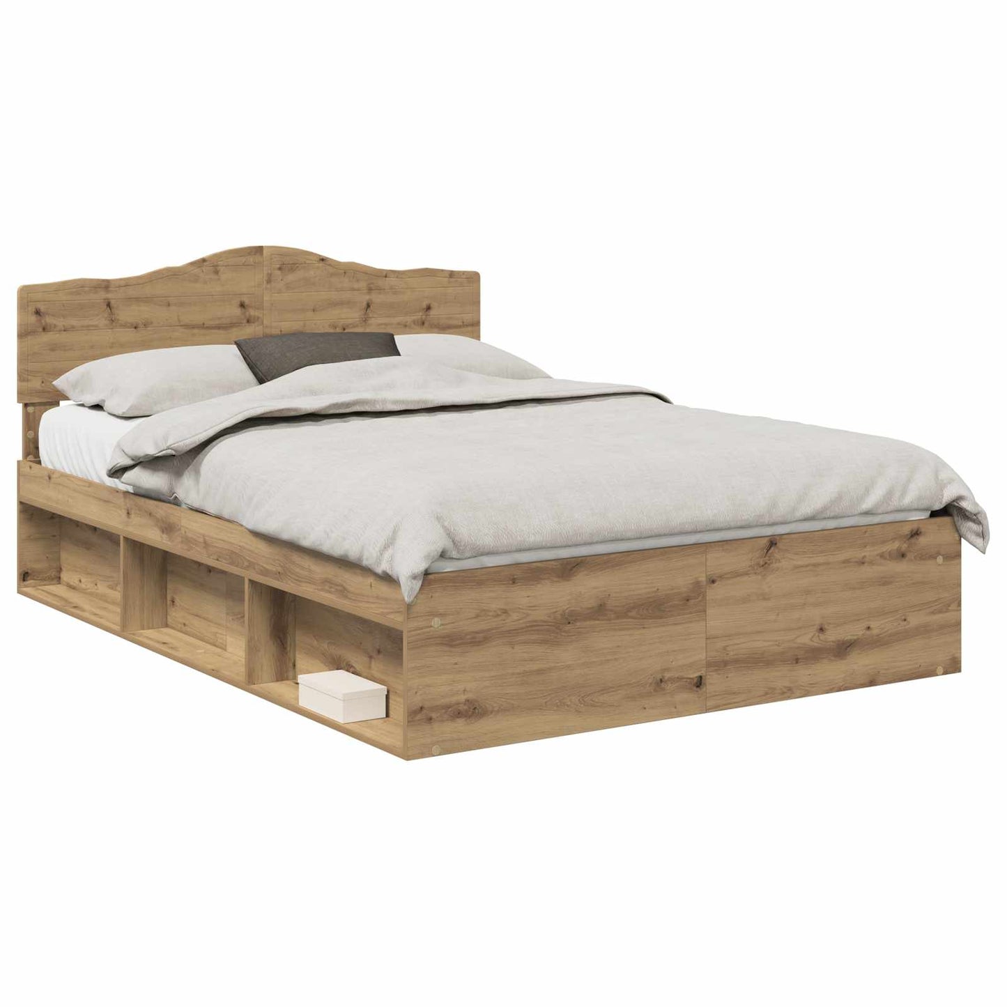vidaXL Bed Frame Artisian Oak 150 x 200 cm Solid Pine Wood