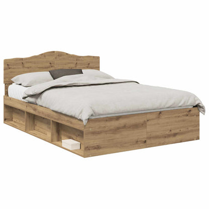 vidaXL Bed Frame Artisian Oak 150 x 200 cm Solid Pine Wood