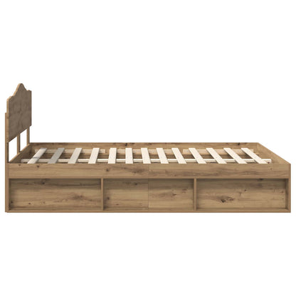 vidaXL Bed Frame Artisian Oak 150 x 200 cm Solid Pine Wood