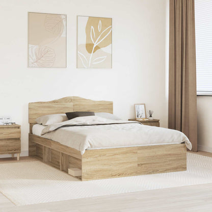 vidaXL Bed Frame with Headboard Sonoma 140 x 200 cm Solid Pine Wood