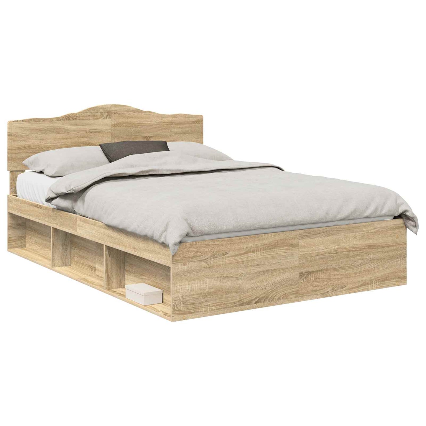 vidaXL Bed Frame with Headboard Sonoma 140 x 200 cm Solid Pine Wood