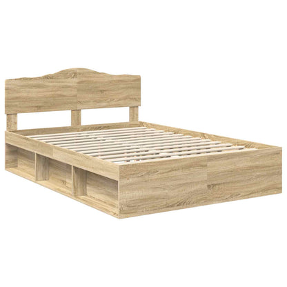 vidaXL Bed Frame with Headboard Sonoma 140 x 200 cm Solid Pine Wood