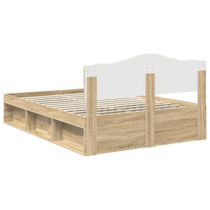 vidaXL Bed Frame with Headboard Sonoma 140 x 200 cm Solid Pine Wood