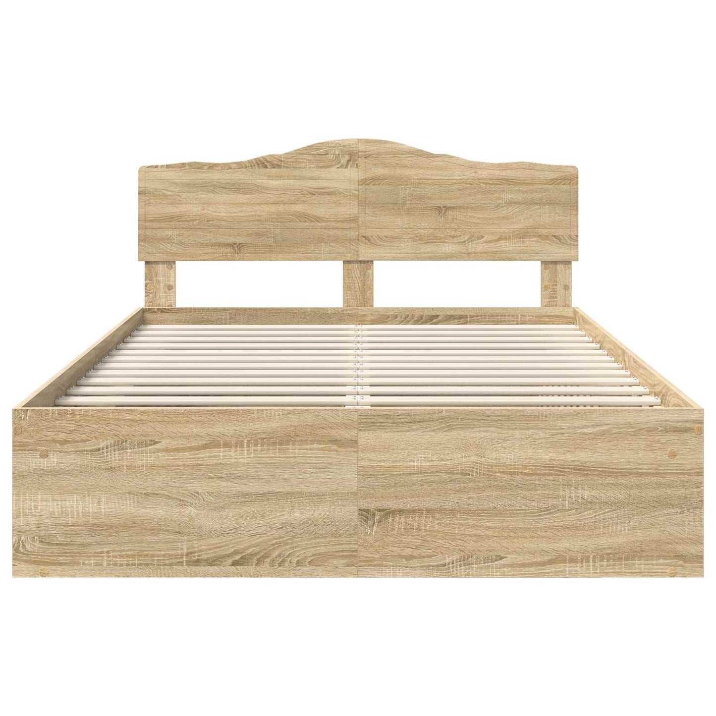 vidaXL Bed Frame with Headboard Sonoma 140 x 200 cm Solid Pine Wood