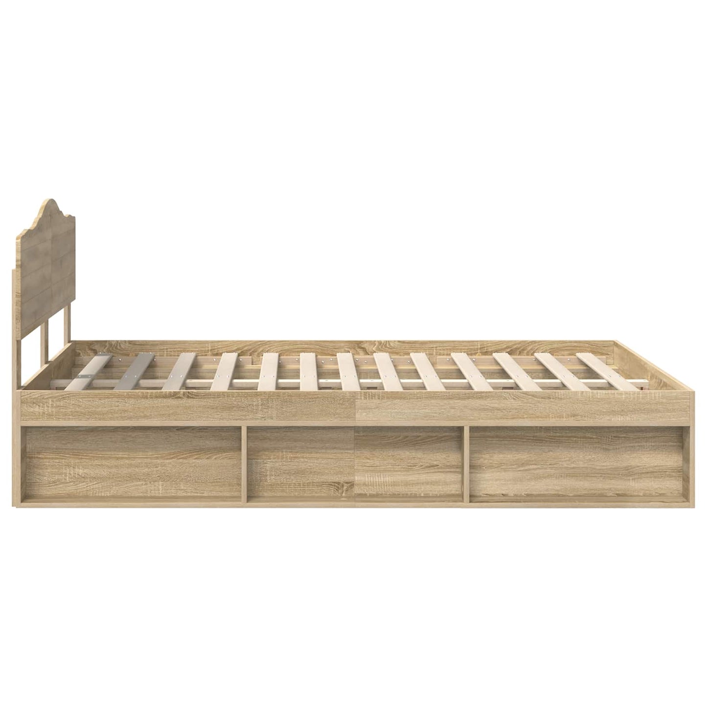 vidaXL Bed Frame with Headboard Sonoma 140 x 200 cm Solid Pine Wood