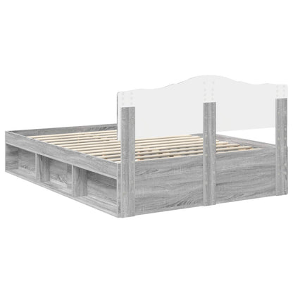 vidaXL Bed Frame Grey Sonoma 140 x 200 cm Solid Pine Wood