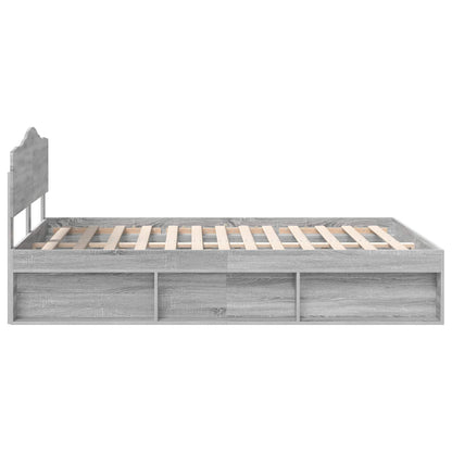 vidaXL Bed Frame Grey Sonoma 140 x 190 cm Solid Pine Wood