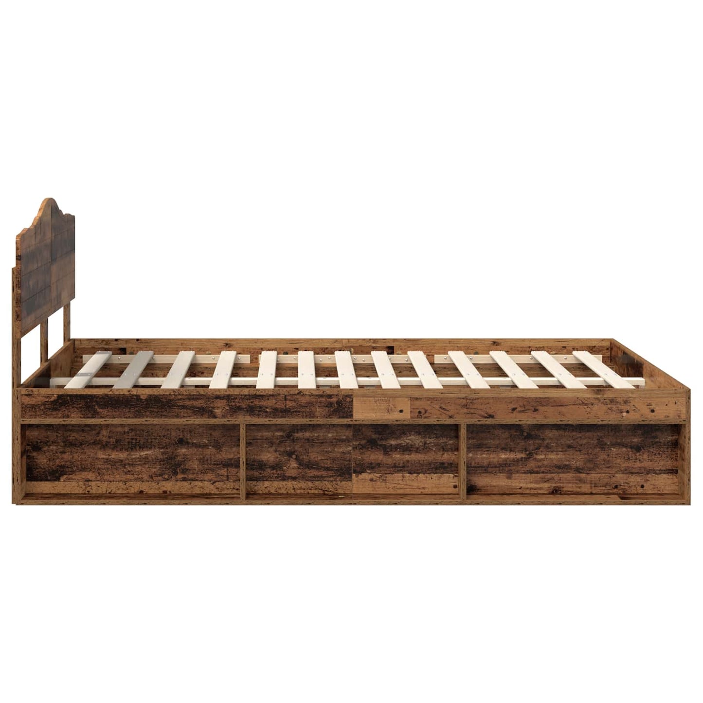 vidaXL Bed Frame with Headboard Old Wood 140 x 190 cm Solid Pine Wood