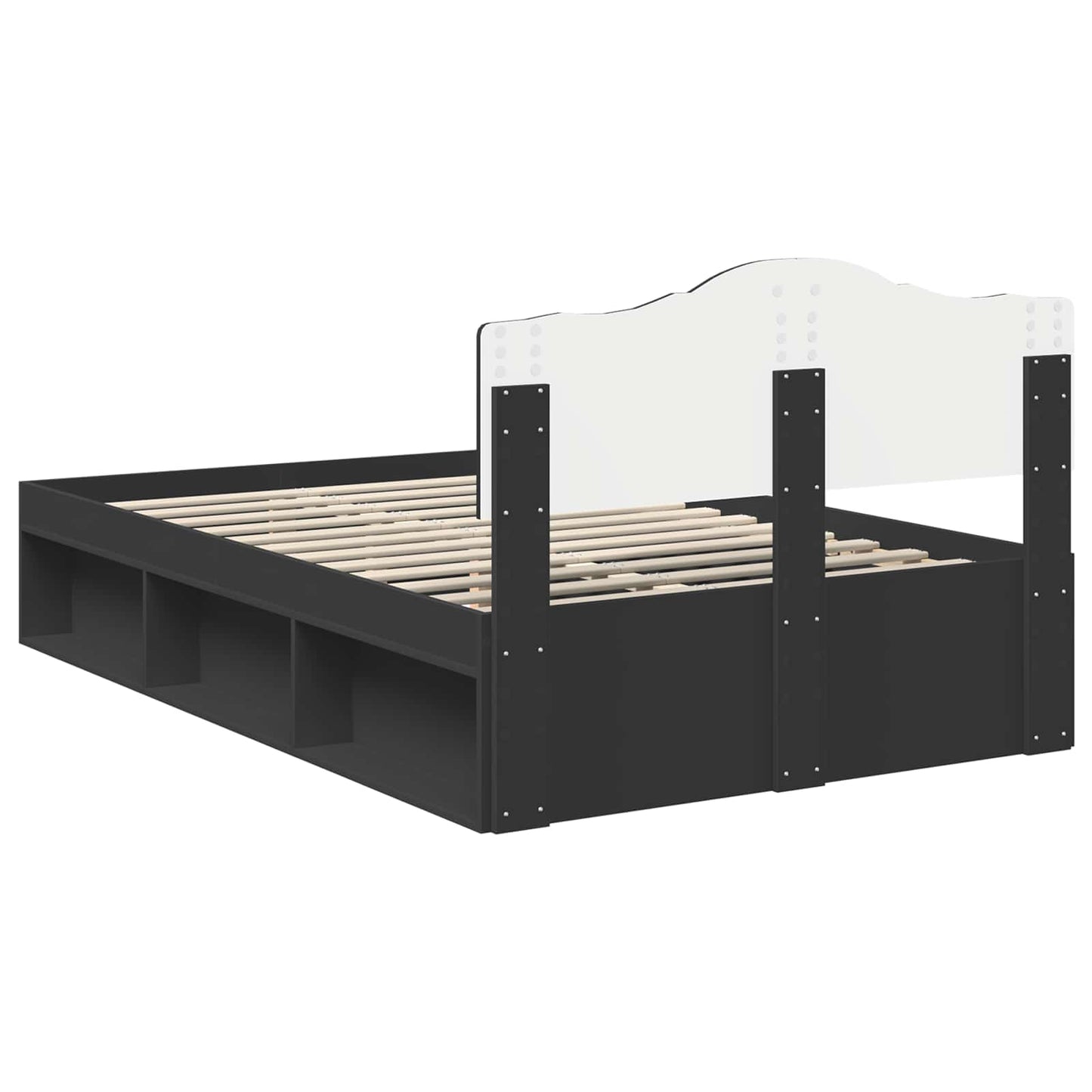 vidaXL Bed Frame with Headboard Black 135 x 190 cm Solid Pine Wood