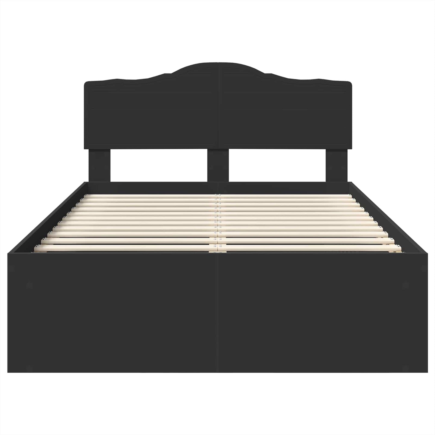 vidaXL Bed Frame with Headboard Black 135 x 190 cm Solid Pine Wood