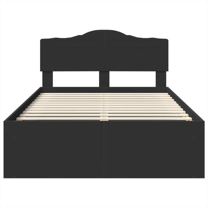 vidaXL Bed Frame with Headboard Black 135 x 190 cm Solid Pine Wood