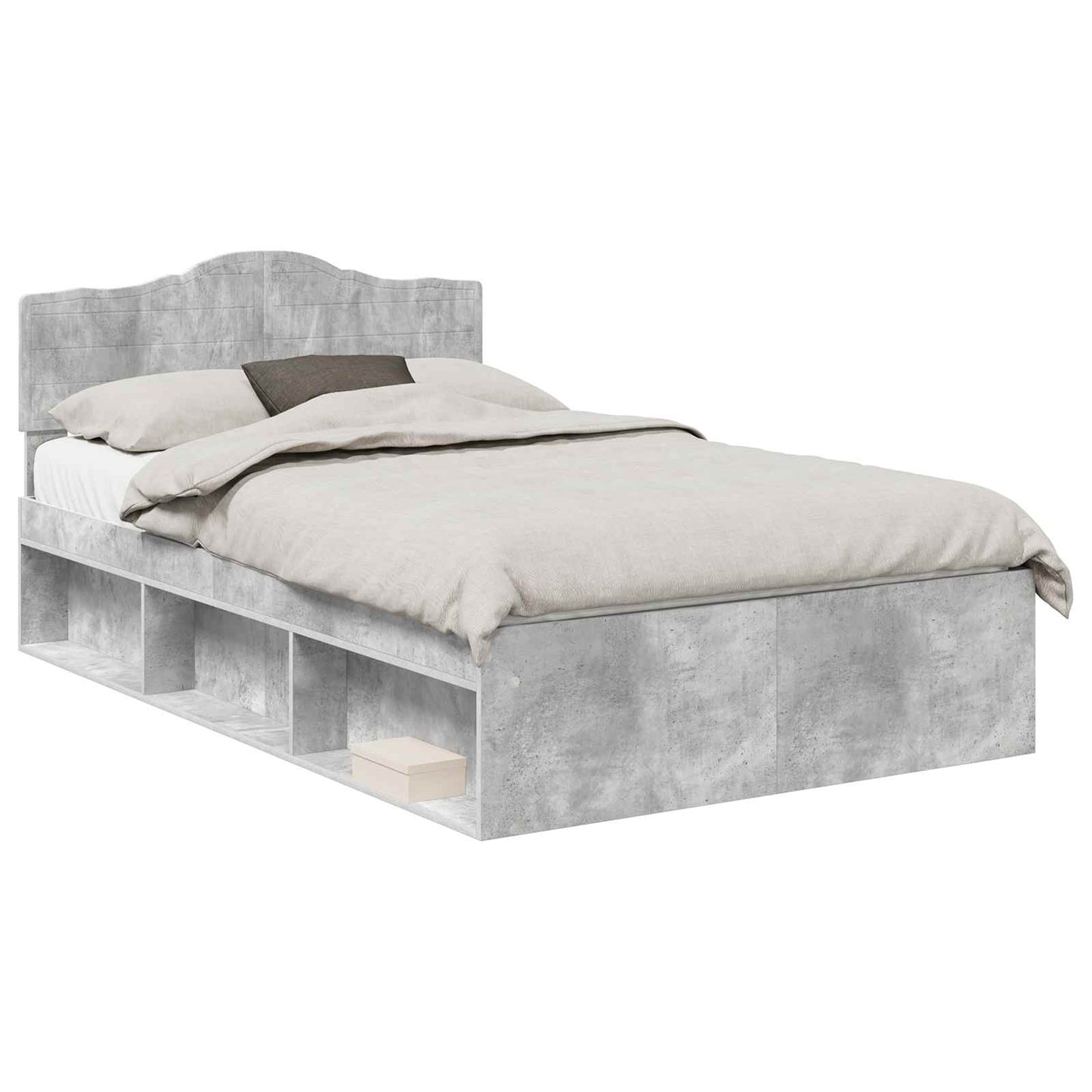 vidaXL Bed Frame Concerte Grey 135 x 190 cm Solid Pine Wood