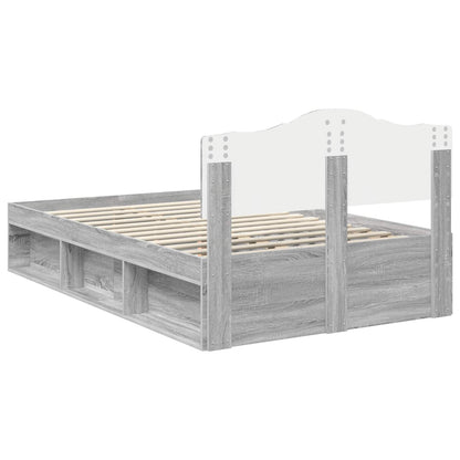 vidaXL Bed Frame Grey Sonoma 135 x 190 cm Solid Pine Wood