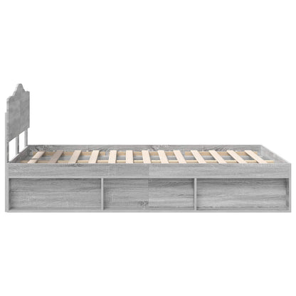 vidaXL Bed Frame Grey Sonoma 135 x 190 cm Solid Pine Wood