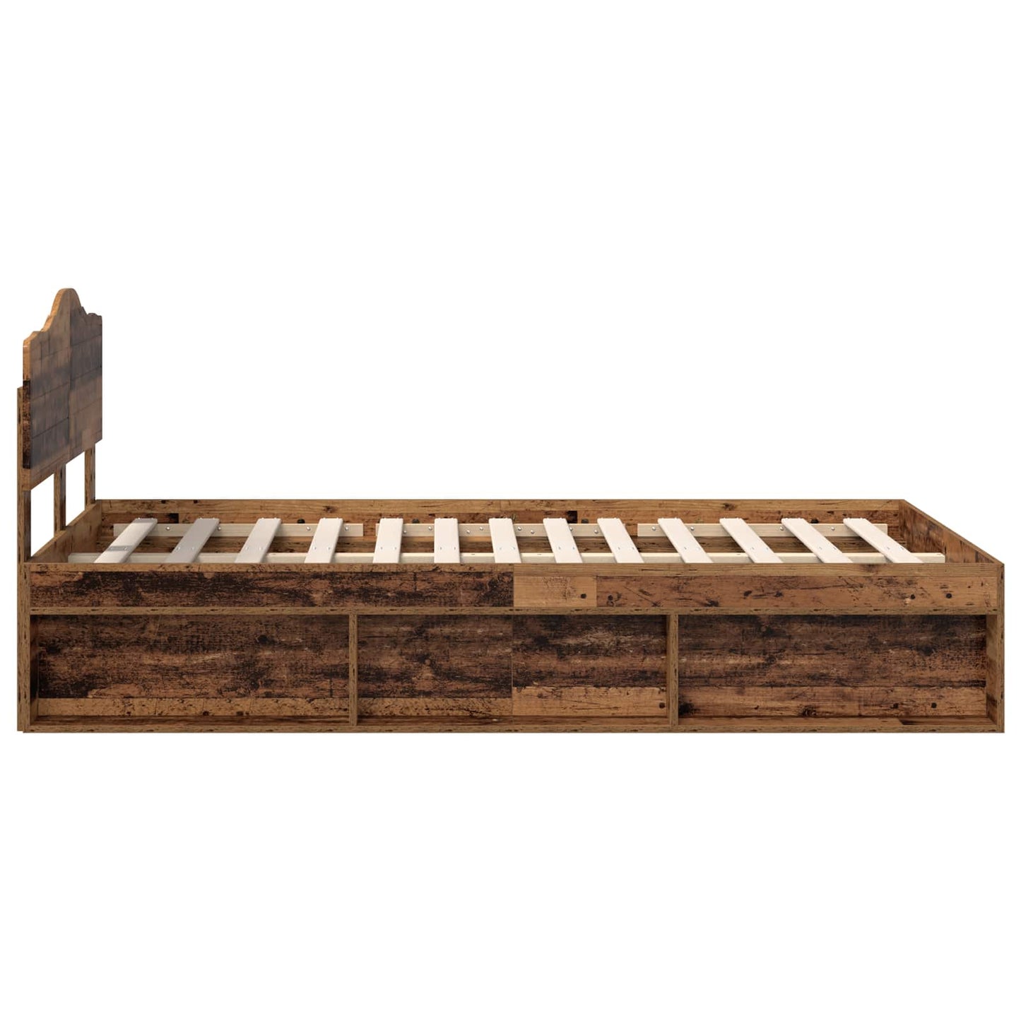 vidaXL Bed Frame with Headboard Old Wood 135 x 190 cm Solid Pine Wood