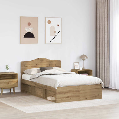 vidaXL Bed Frame Artisian Oak 135 x 190 cm Solid Pine Wood