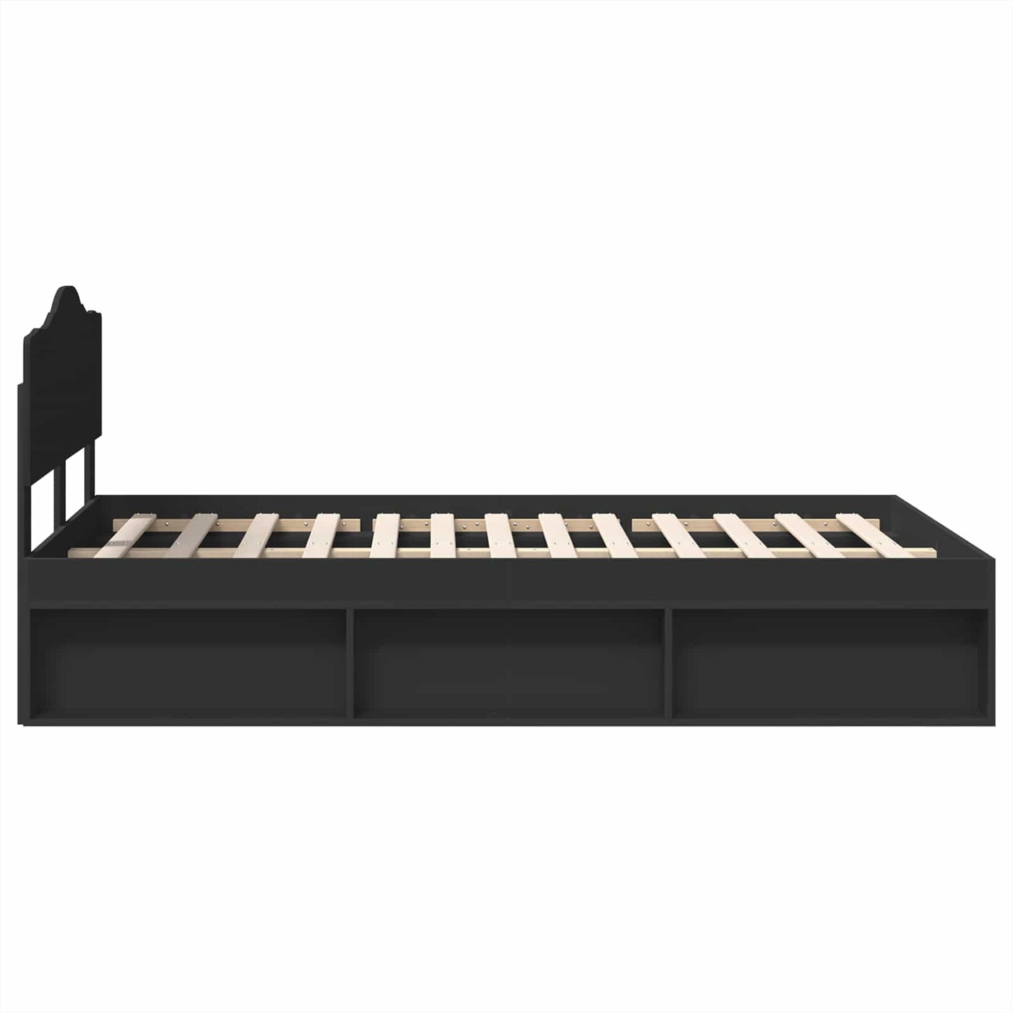 vidaXL Bed Frame with Headboard Black 120 x 200 cm Solid Pine Wood