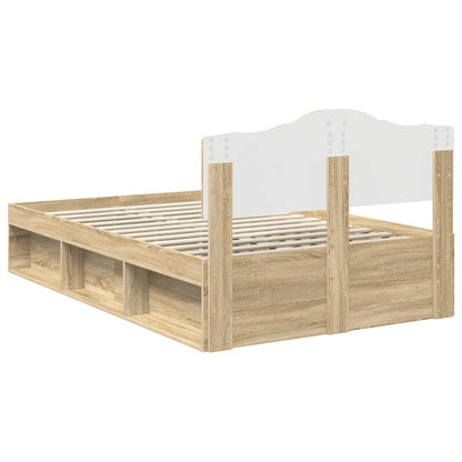 vidaXL Bed Frame with Headboard Sonoma 120 x 200 cm Solid Pine Wood
