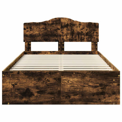 vidaXL Bed Frame Smoked Oak 120 x 200 cm Solid Pine Wood
