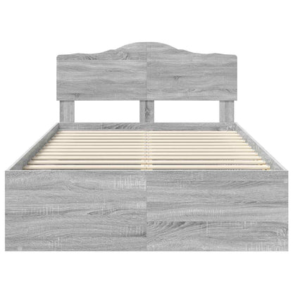 vidaXL Bed Frame Grey Sonoma 120 x 200 cm Solid Pine Wood