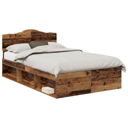 vidaXL Bed Frame with Headboard Old Wood 120 x 200 cm Solid Pine Wood