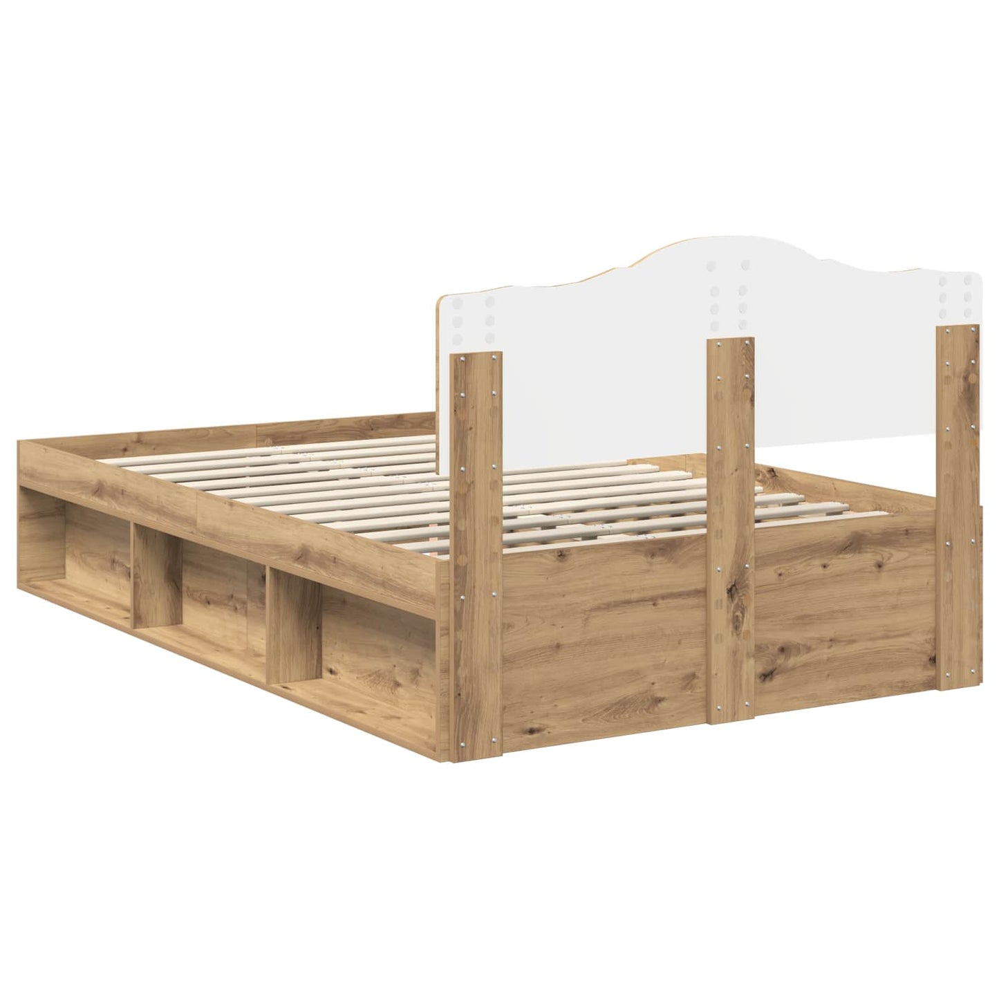 vidaXL Bed Frame Artisian Oak 120 x 200 cm Solid Pine Wood