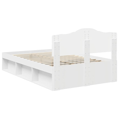 vidaXL Bed Frame with Headboard White 120 x 190 cm Solid Pine Wood