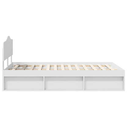 vidaXL Bed Frame with Headboard White 120 x 190 cm Solid Pine Wood