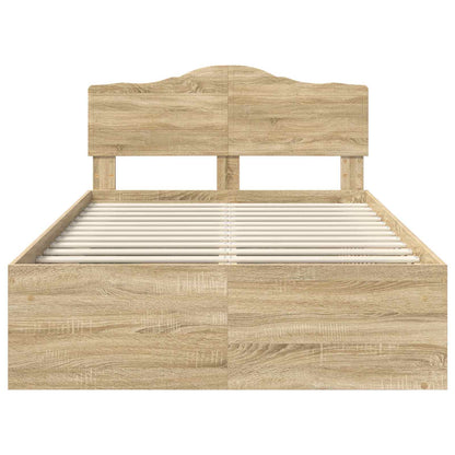 vidaXL Bed Frame with Headboard Sonoma 120 x 190 cm Solid Pine Wood